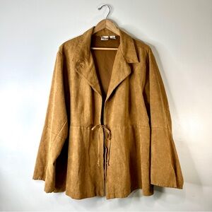 Women's Plus Size Faux Suede Tan Jacket Size 28W Lightweight Flowy Boho Western